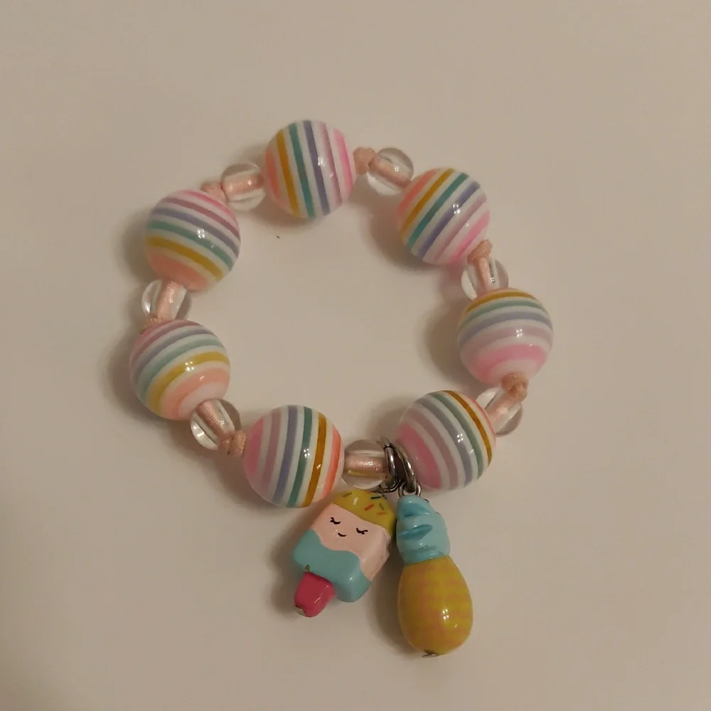 Gymboree girls Colorful Beaded Bracelet with 2 cute Charms